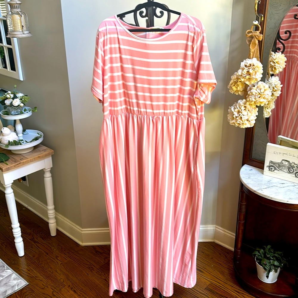 Pink and white striped dress